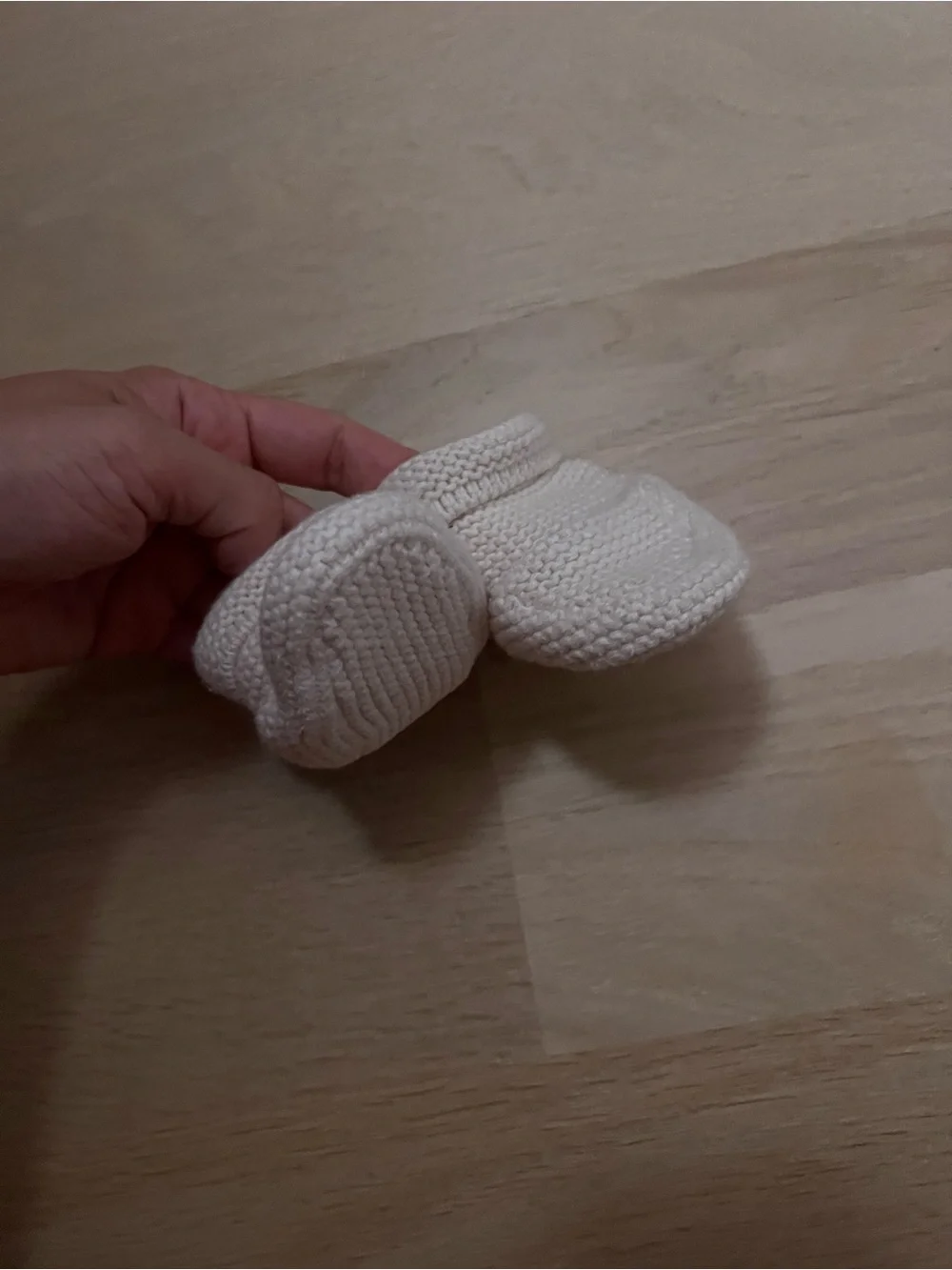 GAP Cream Knit Baby Booties with Rolled Cuff